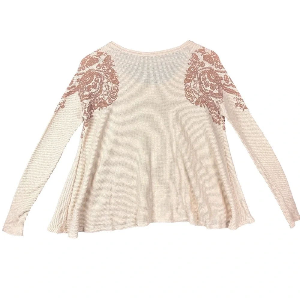 We The Free by Free People Printed Oversized Thermal Long Sleeve Top – Sz S